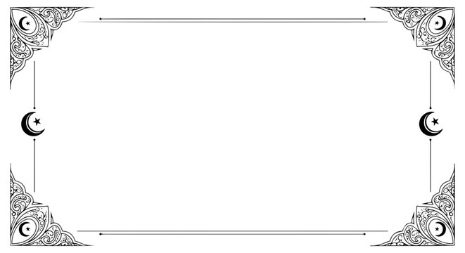 Elegant decorative border with intricate patterns and crescent moons