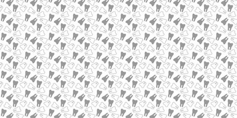 Cute seamless pattern background with outlined teeth for dental, oral care medicine design