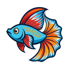 Illustration of a colorful betta fish drawing with flowing fins and tail for aquarium hobbyists