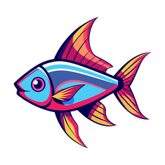 Colorful tropical fish illustration vector graphic design element for aquarium and ocean life theme art