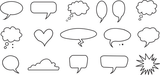 Fototapeta premium Collection of hand drawn speech bubbles and thought clouds