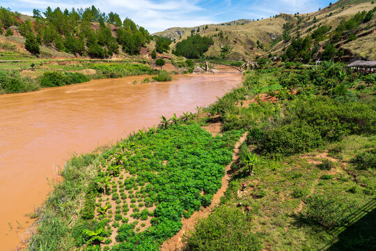 Madagascar, on the national road RN7 the destroyed bridge FATIHITA of the river Mania.	