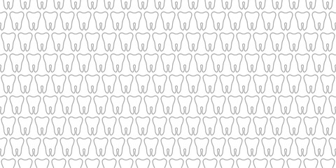 Cute seamless pattern background with outlined teeth for dental, oral care medicine design