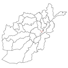 A map of afghanistan with a highlighted region Vector