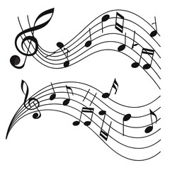 A black and white image of music notes Vector