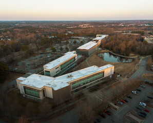 Aerial view of the North campus of Wake Tech Community College, a two year technical school in Wake County , Raleigh North Carolina
