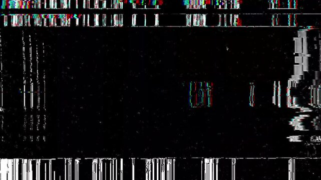 Black and White Corrupted Signal Glitch with Heavy Compression Artifacts, Digital Breakdown and TV Error Overlay Background Loop