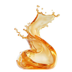 Fototapeta premium Golden Abstract Fluid Sculpture in Interior Space isolated on a transparent background