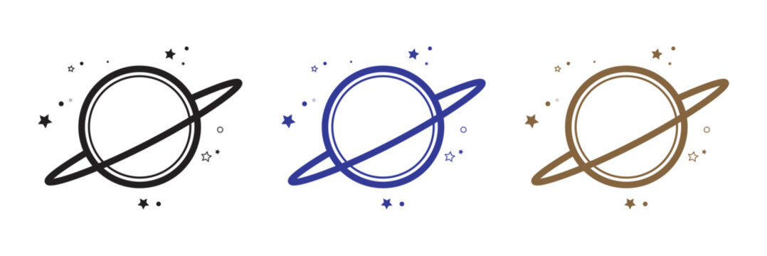 planet icon illustration isolated vector sign symbol. Black hole universe vector icon. Line icons on white background.