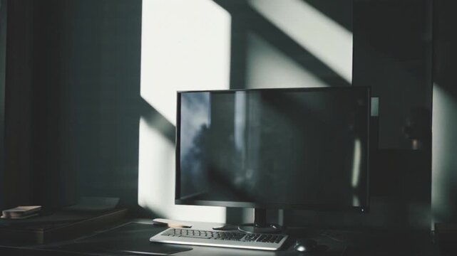 Modern Office Workspace with Computer and Natural Light.