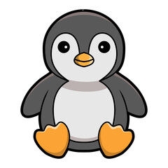 Obraz premium Adorable cartoon penguin sitting illustration