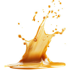 Golden Honey Pour Over Glass Bowl isolated on a transparent background