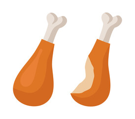 Baked chicken leg. Vector illustration isolated on a white background.