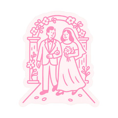 Fototapeta premium PNG Charming wedding couple illustration.