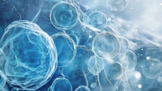 Exploration of human lung tissue revealing intricate cellular structures and their surroundings in vibrant detail