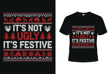 Fototapeta premium Funny Christmas t-shirt design with festive pattern and slogan