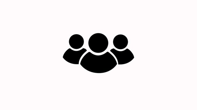Abstract group people user icon animated on white background. 3 contact icon with man icon loop animation