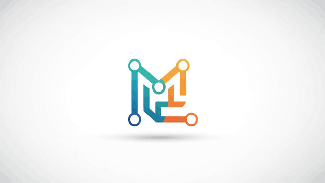 Abstract digital technology logo with circuit board elements