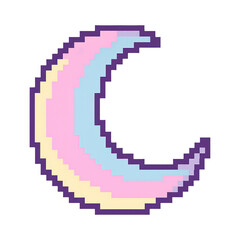 Obraz premium PNG Pixelated pastel crescent moon