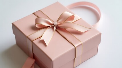 Obraz premium Elegant Pink Gift Box with Gold Trim Ribbon - Perfect for Birthdays & Special Events