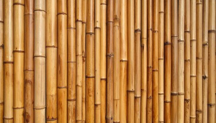 Naklejka premium Natural Bamboo Wood Texture Background with Vertical Poles for Tropical, Zen, and Sustainable Eco-Friendly Interior Design