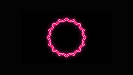 Vibrant Pink Neon Wavy Circle Frame on Black Background for Modern Abstract Design