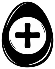Fototapeta premium Stylized black and white egg shape with a plus symbol inside