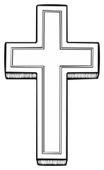 Obraz premium Simple outlined cross illustration for religious or spiritual design elements.