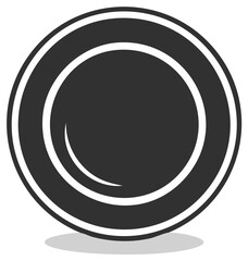 Stylized Dark Grey Dinner Plate Icon Graphic Element for Food and Dining Concepts