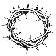 Obraz premium Ink drawing of a crown of thorns symbol representing religious themes