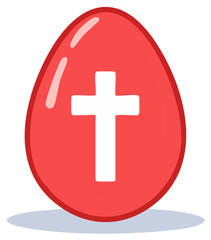 Obraz premium A red Easter egg with a white cross in the center, a symbol of Christ's resurrection.