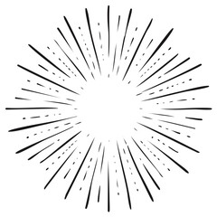 Obraz premium Hand-drawn starburst design element, radial burst for celebration and design