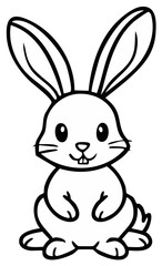 Fototapeta premium Cute cartoon bunny rabbit line art simple illustration for children