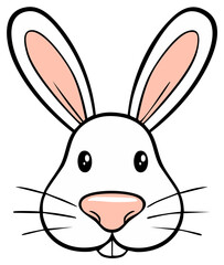 Obraz premium Cartoon illustration of a bunny rabbit head with pink nose and ears