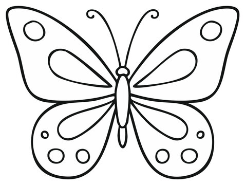 Outlined butterfly illustration for coloring book and design elements.
