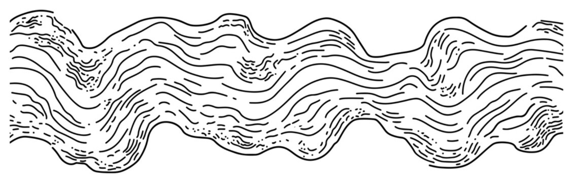 Abstract wavy pattern with flowing hand drawn lines in a banner style