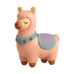 PNG Cute cartoon llama toy illustration.