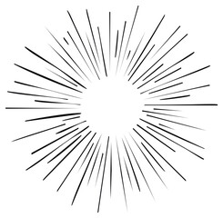 Abstract starburst illustration with radiating lines and circular center for design