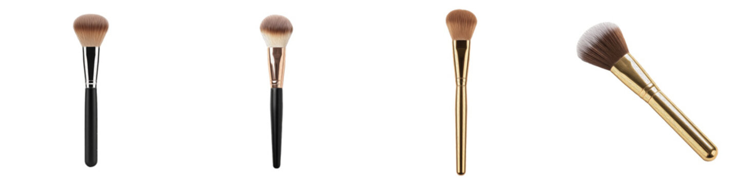Professional Makeup Brush Collection, Luxury Foundation and Powder Brush Set, Premium Cosmetic Tool Kit Isolated on White Background PNG