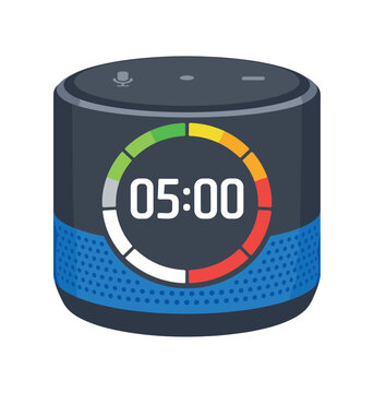 smart speaker with small countdown ring voice assistant timer . colored flat icon vector illustration