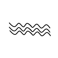 Minimal Black Wavy Line Pattern Icon on Transparent Background
