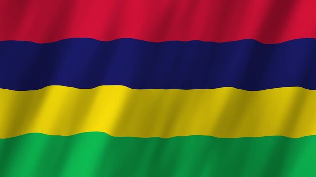 Mauritius Flag Waving on Wind, Realistic 4K Background Animation