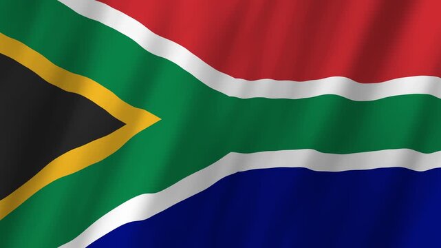 South Africa Flag Waving on Wind, Realistic 4K Background Animation