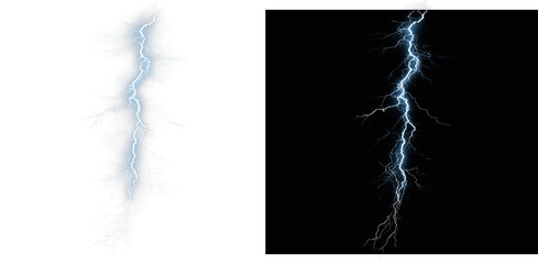 Lightning, electric, bolt, flash with dramatic storm energy in PNG format, perfect overlay for...