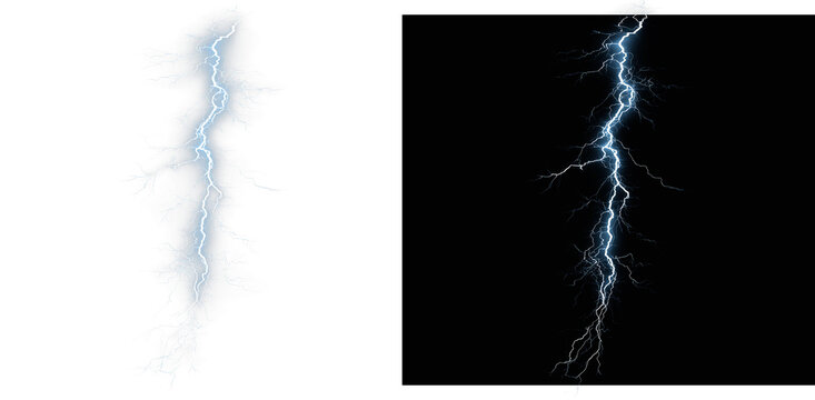 Lightning, electric, bolt, flash with dramatic storm energy in PNG format, perfect overlay for transparent PNG art, adding lightning, electric, bolt power to dynamic and bold vertical design