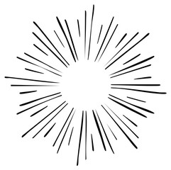 Obraz premium Hand Drawn Starburst Explosion Effect Radial Lines Bursting Outward Center