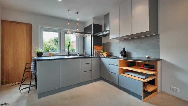 Preparing kitchen for installation of custom new features in modern home improvement 