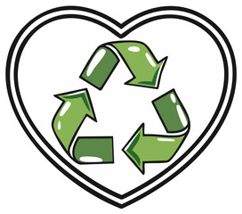 Obraz premium Recycling symbol in heart shape, environmental protection