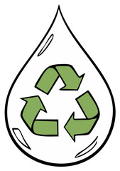 Fototapeta premium Green Recycling Symbol Inside Transparent Water Droplet Illustration for Environmental Conservation