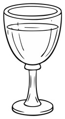 Simple line art of a wine glass filled with liquid, clean design